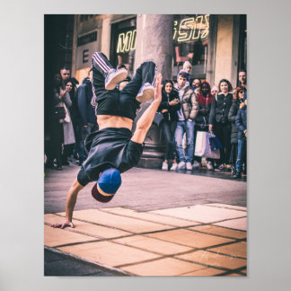 Junge starke Mann Hip Hop Tanz. - Art Print Poster