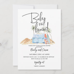 Junge, Surfen, Strand, Baby Shower Einladung