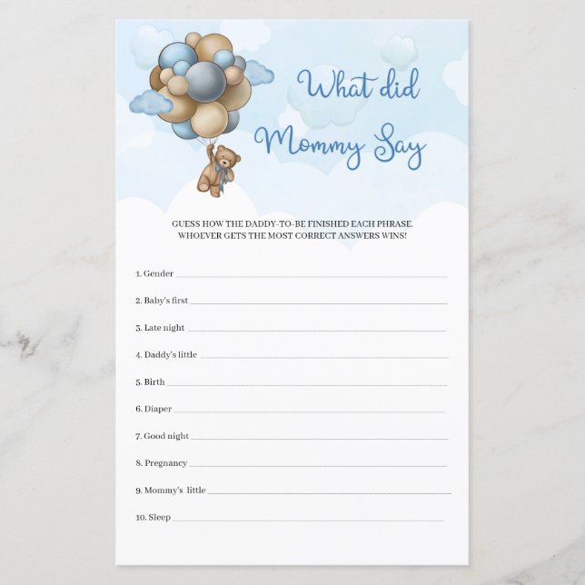 Junge Teddy tragen blaue Luftballons, was Mommy ge (Vorderseite)