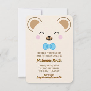 Junge Teddybär Baby Shower Evite oder Drucken Einladung