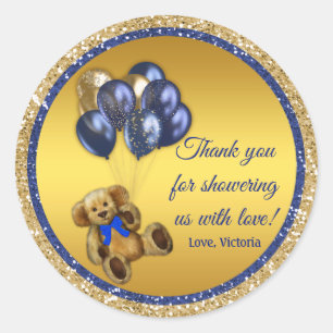 Junge Teddybär Ballon Baby Shower Favor Aufkleber