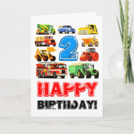 Junge Toy Truck Happy 2. Geburtstag Karte