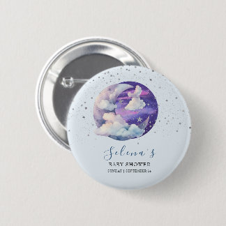 Junge über dem Mond Moderne Babyparty Button