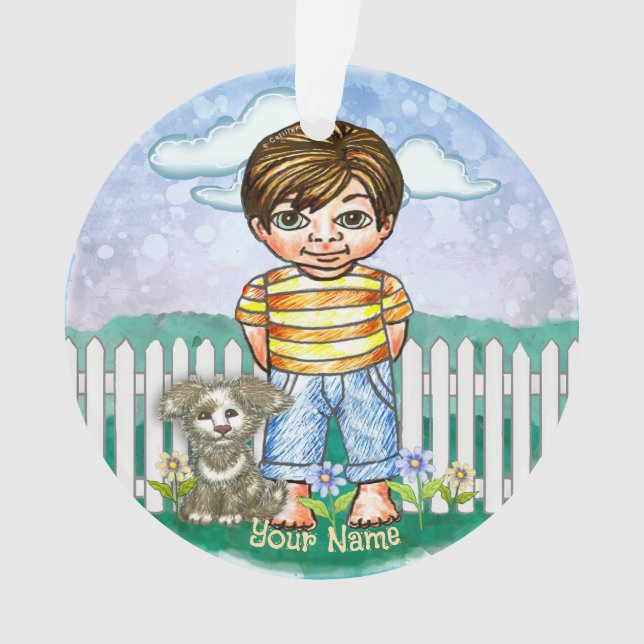 Junge und Hund  Ornament (Vorderseite)