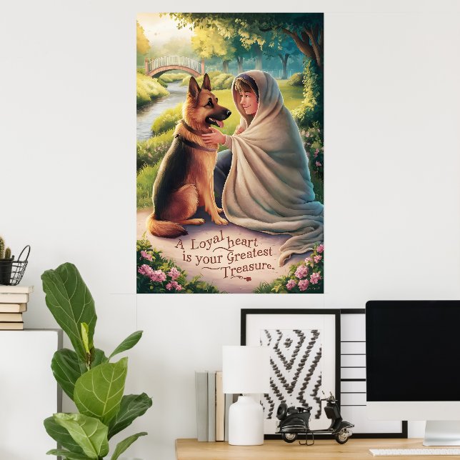 Junge und Hunde Sommertag Poster (Heimbüro)
