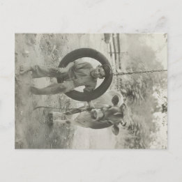 Junge und Kuh schwarz-weiß Vintage-Postkarte Postkarte
