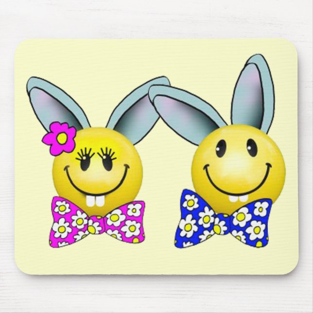 Junge und Mädchen Bunny Face Mousepad (Vorne)