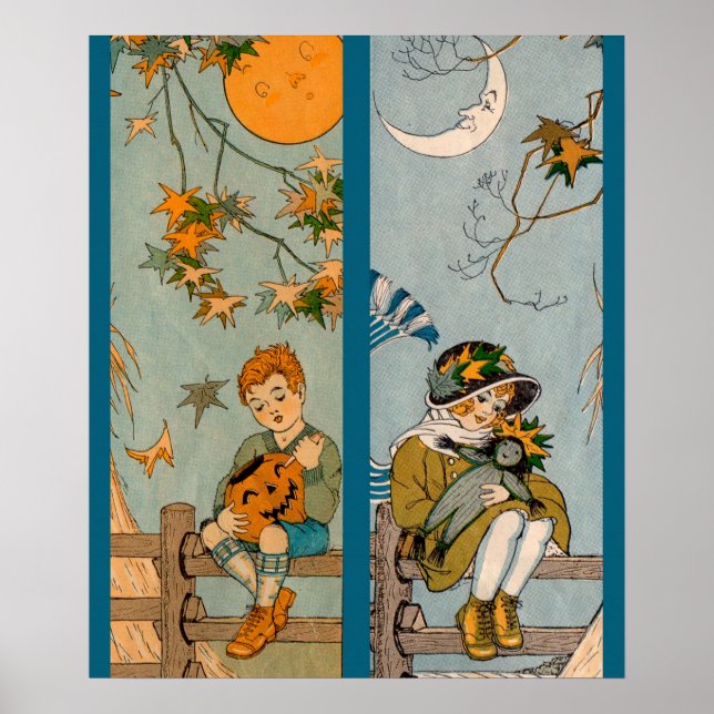 Junge und Mädchen der 1920er Jahre im Herbst Poster (Vorne)