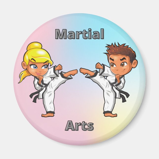 Junge und Mädchen für Kampfkunst Magnet (Vorne)