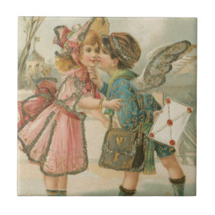 Junge und Mädchen in rosa Valentine Fliese