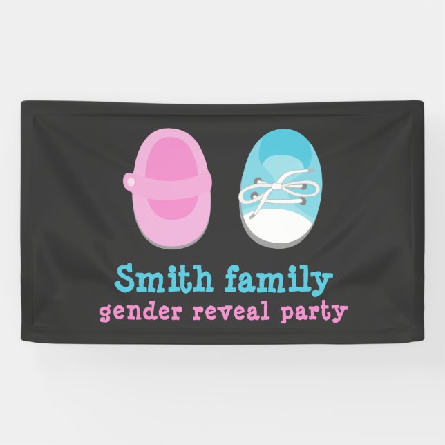 Junge und Mädchen Schuhe Geschlecht enthüllt Banner (Horizontal)
