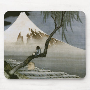 Junge und Mount Fuji Hokusai japanische Fine Art Mousepad