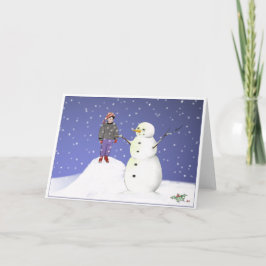 Junge und Snowman Feiertagskarte
