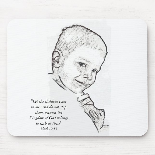 Junge und Teddy (Mark 10:14) Mousepad (Vorne)