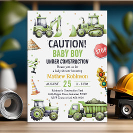 Junge unter Baustellen Baby-Dusche Einladung