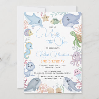 Junge unter dem Meer Tiere Geburtstag Einladung
