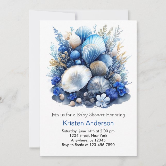 Junge unter der Sea Baby Dusche Einladung (Vorderseite)