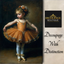 Junge Vintage-Ballerina im orangefarbenen Tutu-Dec