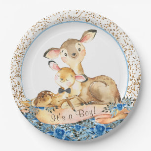 Junge Waldhirsch-Baby-Party-Teller aus Papier Pappteller