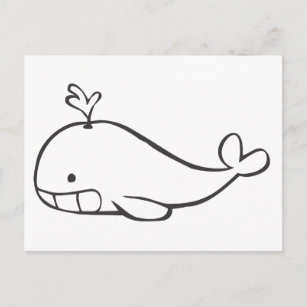 Junge Wale spucken in Schwarz-Weiß-Skizze ab Postkarte