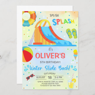 Junge Wasserrutsche Sommergeburtstag Einladung ein