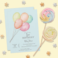 Junge Watercolor Balloons zum 1. Geburtstag