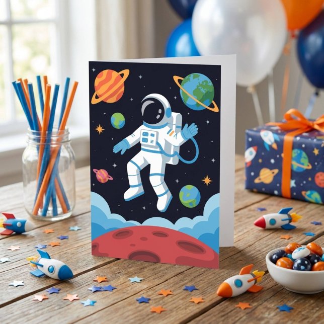 Junge Weltraum Astronaut Geburtstag Karte (Von Creator hochgeladen)