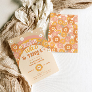 Junge wild und drei Retro-Geburtstag Einladung