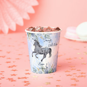 Junge wild und frei galoppierend Appaloosa Geburts Pappbecher