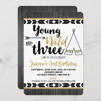 Junge wilde 3. Geburtstagsjunge Einladung