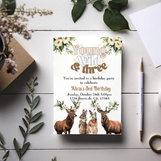 Junge wilde und drei Kinder Geburtstagsparty Einladung