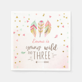 Junge wilde und drei Paper Napkin Pink Gold Girl Serviette
