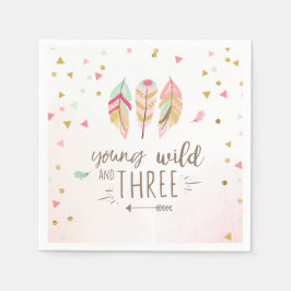 Junge wilde und drei Paper Napkin Pink Gold Girl Serviette