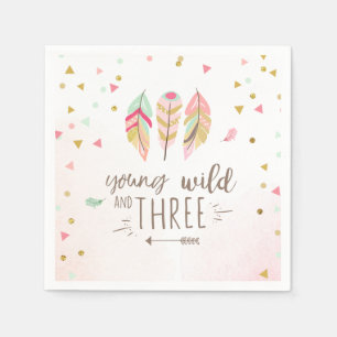 Junge wilde und drei Paper Napkin Pink Gold Girl Serviette