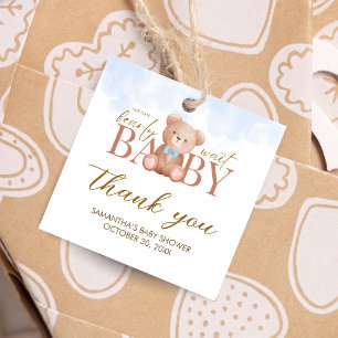 Junge, wir können frühzeitig abwarten Baby Dusche  Geschenkanhänger