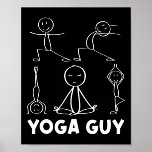 Junge Yoga-Typ Übungs-Strichmännchen Poster