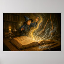 Junge Zauberer mit Illustration der Buchfantasie