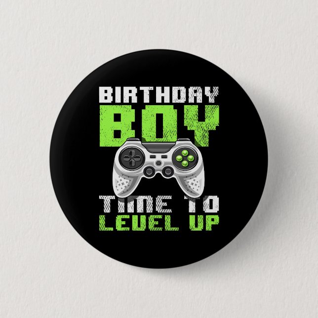 Junge Zeit, um Video-Spiel Geburtstag Geschenkboys Button (Vorderseite)