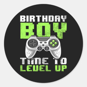 Junge Zeit, um Video-Spiel Geburtstag Geschenkboys Runder Aufkleber