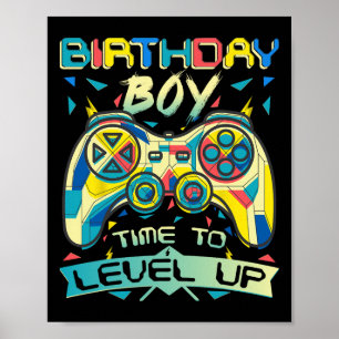 Junge Zeit zum Levelaufstieg Videospiel Geburtstag Poster