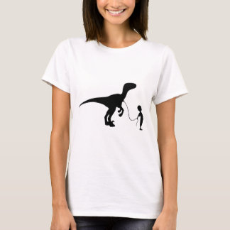 Junge zu Fuß seinen Haustier Velocoraptor Dinasour T-Shirt