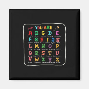 Junge Zurück zur Schule Du bist Buchstaben Alphabe Magnet
