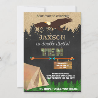 Junge zweistellige 10-tägige Camping Adler einlade Einladung