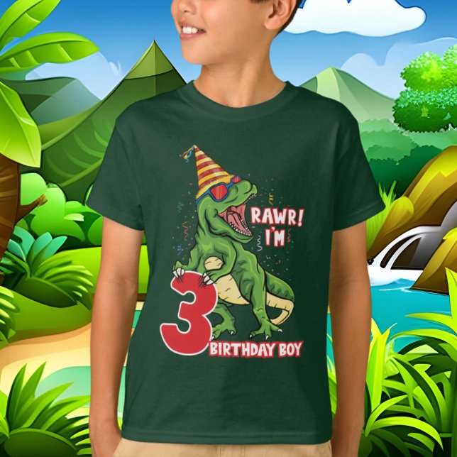 Jungen 3. Geburtstag Dinosaurier T-Shirt (Von Creator hochgeladen)
