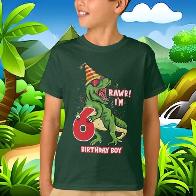 Jungen 6. Geburtstag Dinosaurier T-Shirt (Von Creator hochgeladen)