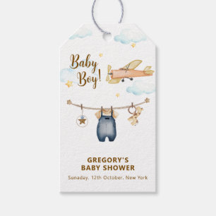 Jungen-Abenteuer-Wäscheleine-Flugzeug-Himmel-Baby- Geschenkanhänger
