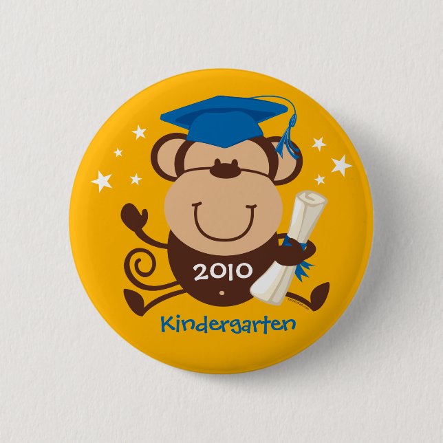 Jungen-Affe-Absolvent-Gewohnheit Button (Vorderseite)