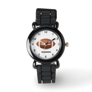 Jungen American Football Fußball Schwarz Name Kind Armbanduhr