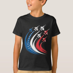 Jungen Amerikanische Flagge Kampfjet Kinder USA Pa T-Shirt