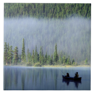 Jungen angeln am Waterfowl Lake, Banff National Fliese
